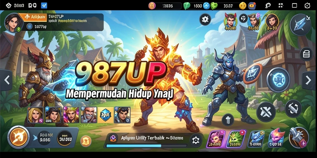 Tampilan utama aplikasi 987UP yang menampilkan fitur-fitur Utility.
