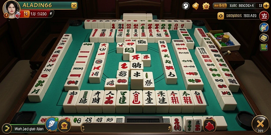 Screenshot gameplay ALADIN66 yang menampilkan aksi Mahjong seru.