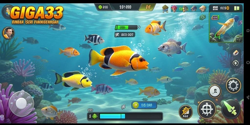 Tampilan gameplay GIGA33 yang menampilkan aksi Tembak Ikan seru.
