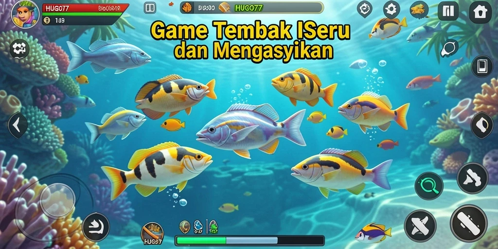 Tampilan menawan dari gameplay HUGO77 saat menembak ikan.