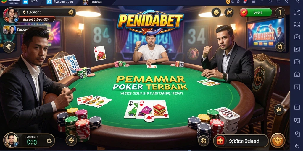 Screenshot permainan PENIDABET yang menampilkan aksi poker yang mendebarkan.