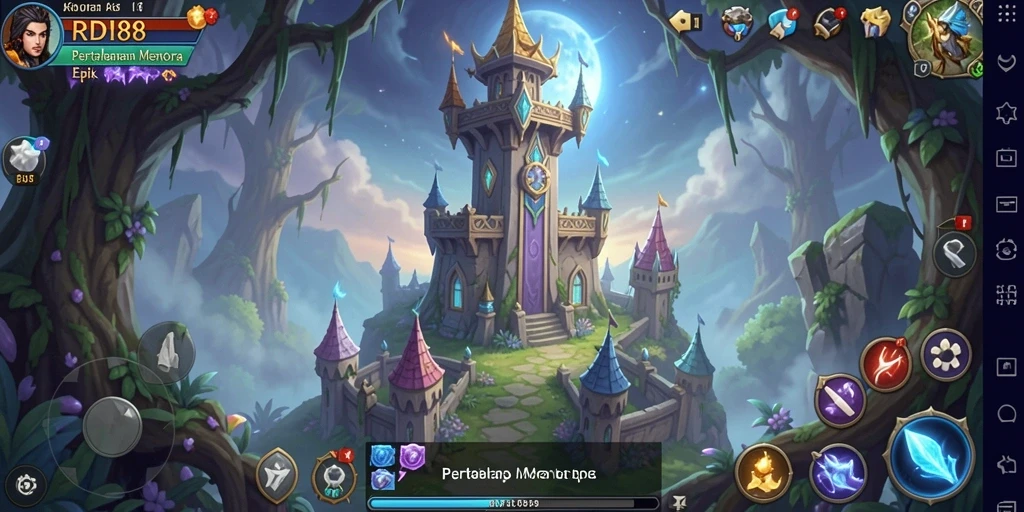 Tampilan gameplay RDI88 dengan menara pertahanan yang strategis.