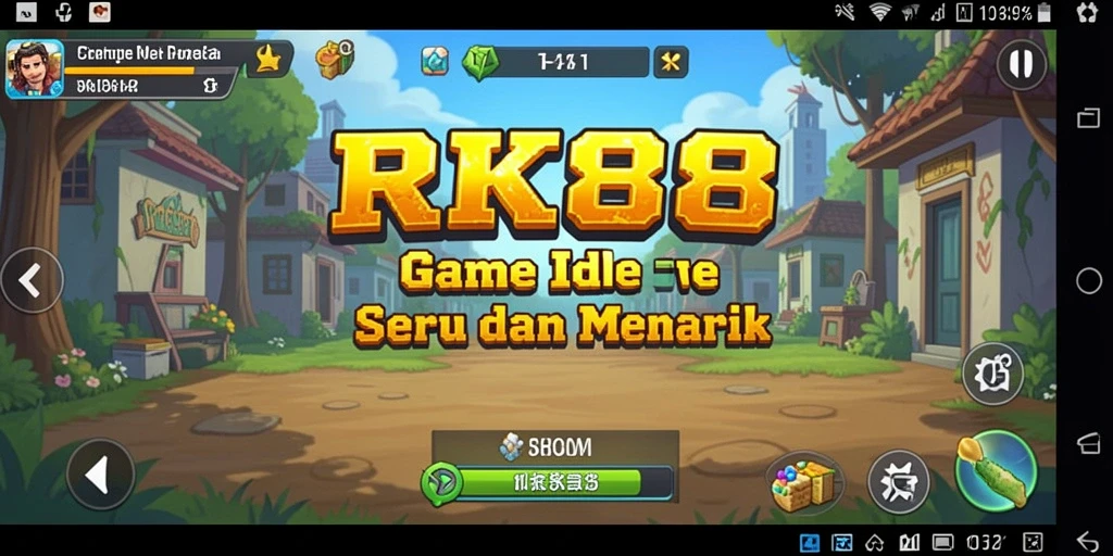 Screenshot gameplay RK88 yang menampilkan karakter dan sumber daya yang berkembang.