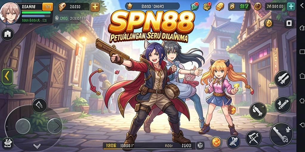 Tampilan gameplay seru SPN88 dengan karakter anime yang menarik.