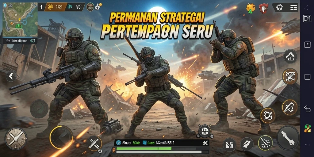 Tampilan gameplay V21 yang menampilkan aksi pertempuran strategis.