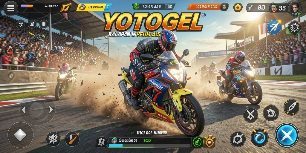 Gameplay balapan seru dan mendebarkan dalam YOTOGEL.