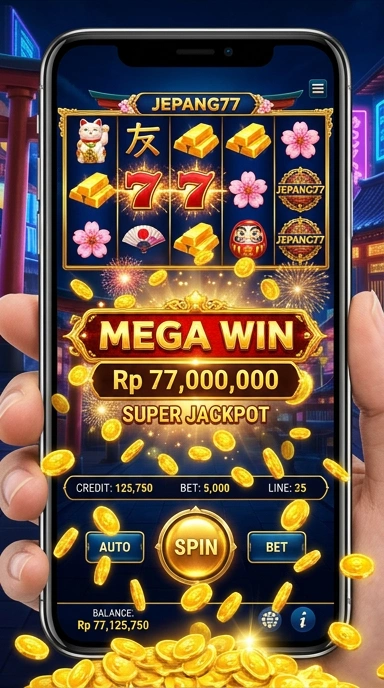 Screenshot aplikasi jepang77 dengan kategori yang beragam.
